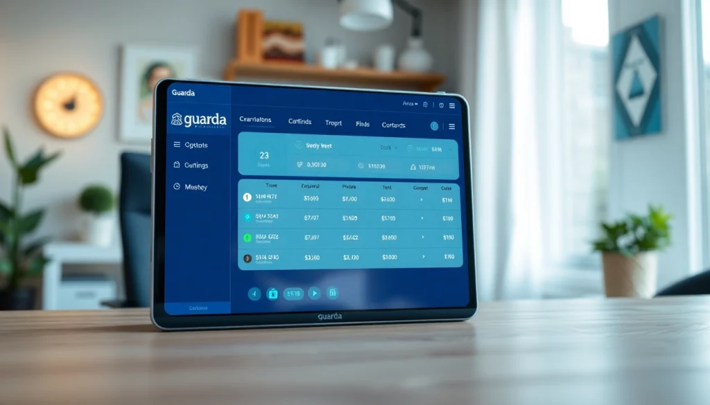 Showcase of guarda wallet interface illustrating user interactions with digital currency securely.