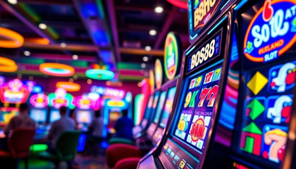 Menangkan permainan bos88 slot dengan mesin slot yang terang dan menarik.