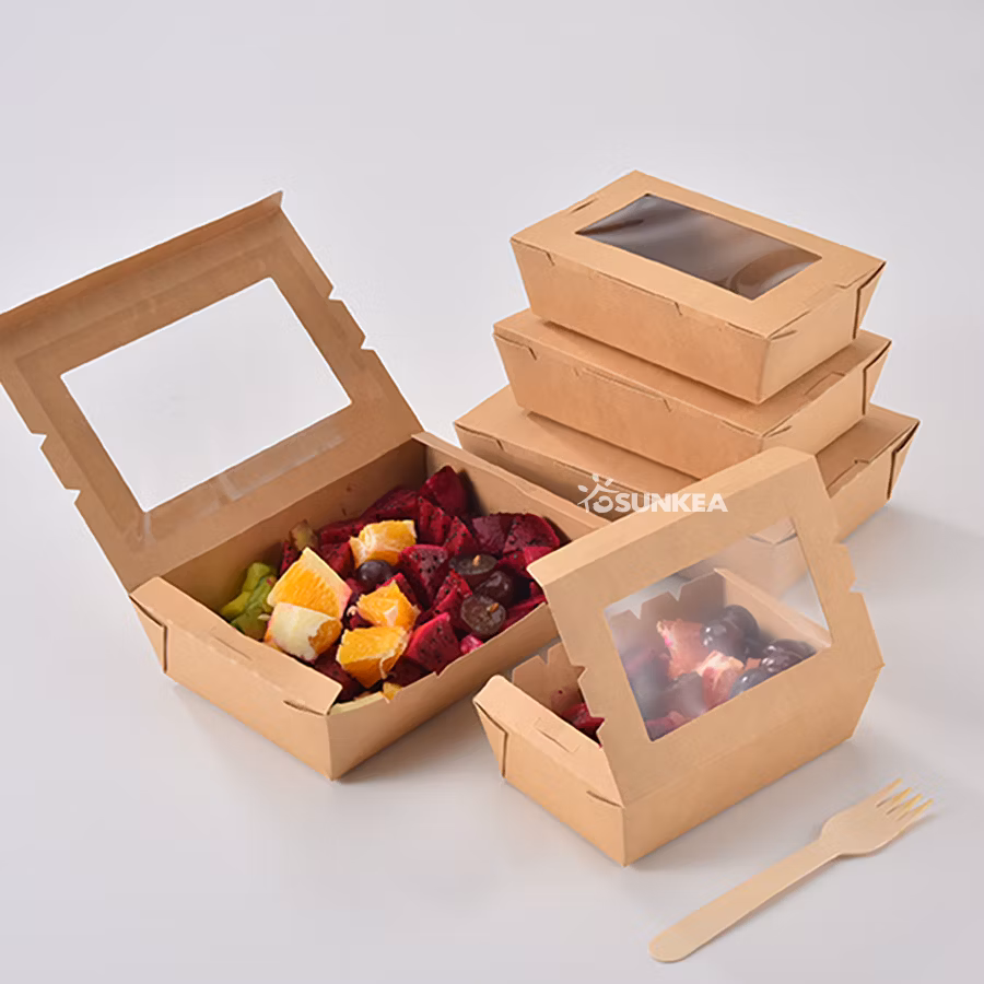 Customized-Brown-Kraft-Paper-Food-Box-Salad-Fruit-Paper-Container-Disposable-Food-Packing-Box